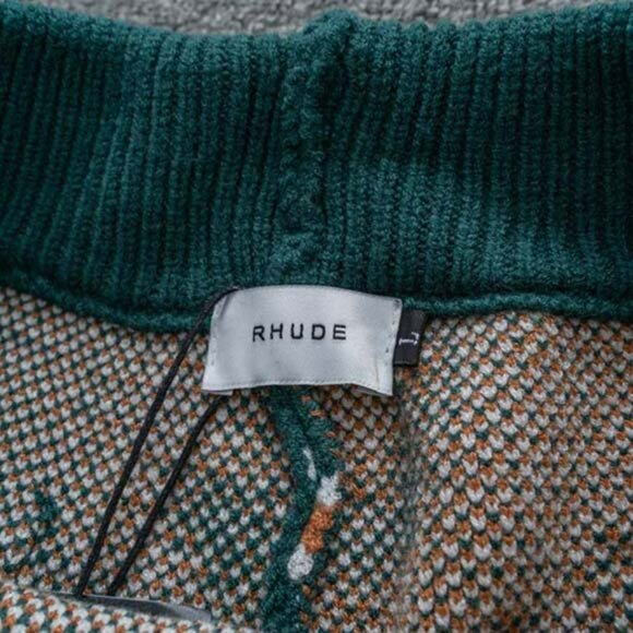 Rhude Brown Jacquard Logo Knit Shorts Green - Picture 8 of 12